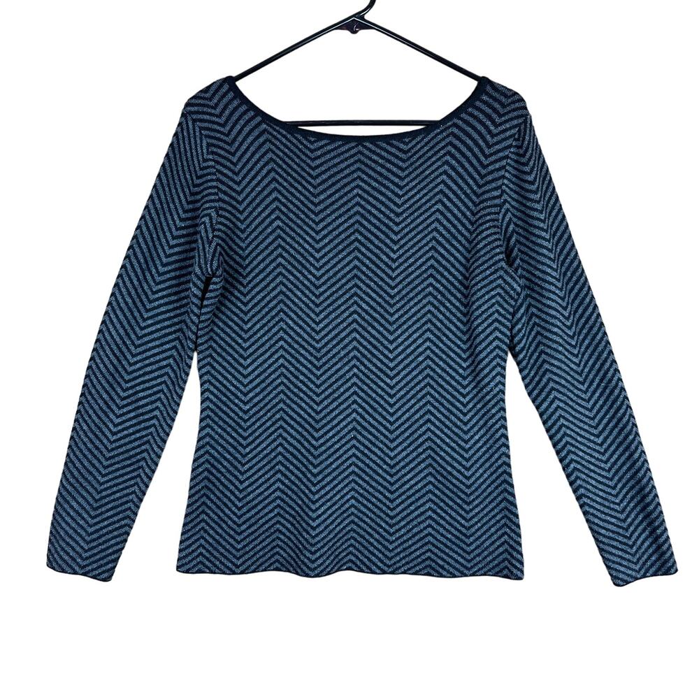 Kerisma Womens Sweater Black Gray Stripe Cashmere Blend Wide Neck Medium
